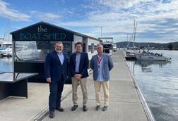 Darren Vaux Minister Kevin Anderson and Soldiers Pt Marina manager Darrell Barnett 23 August 2022 courtesy DPI contact Scot Tucker medium
